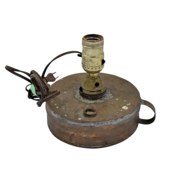 Antique Copper Oil Lamp Converted to Electric Vintage - Picture 2 of 6